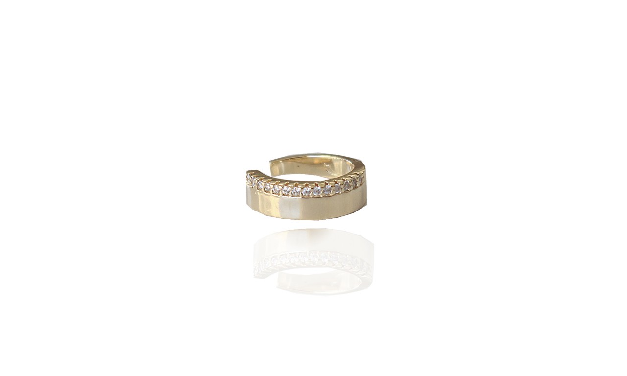 Piercing Fake Luxo Cravação de Micro Zirconias Banho de Ouro 18k.